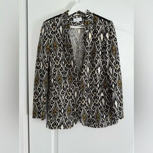 Patrizia Pepe Black and Gold Patterned Blazer